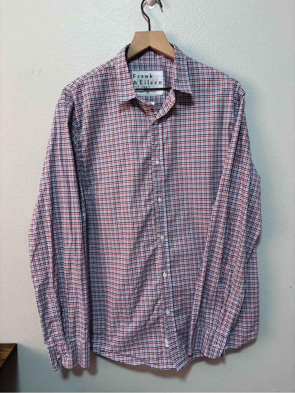Frank & Eileen Men’s Red and Blue Checked Button-Down Shirt